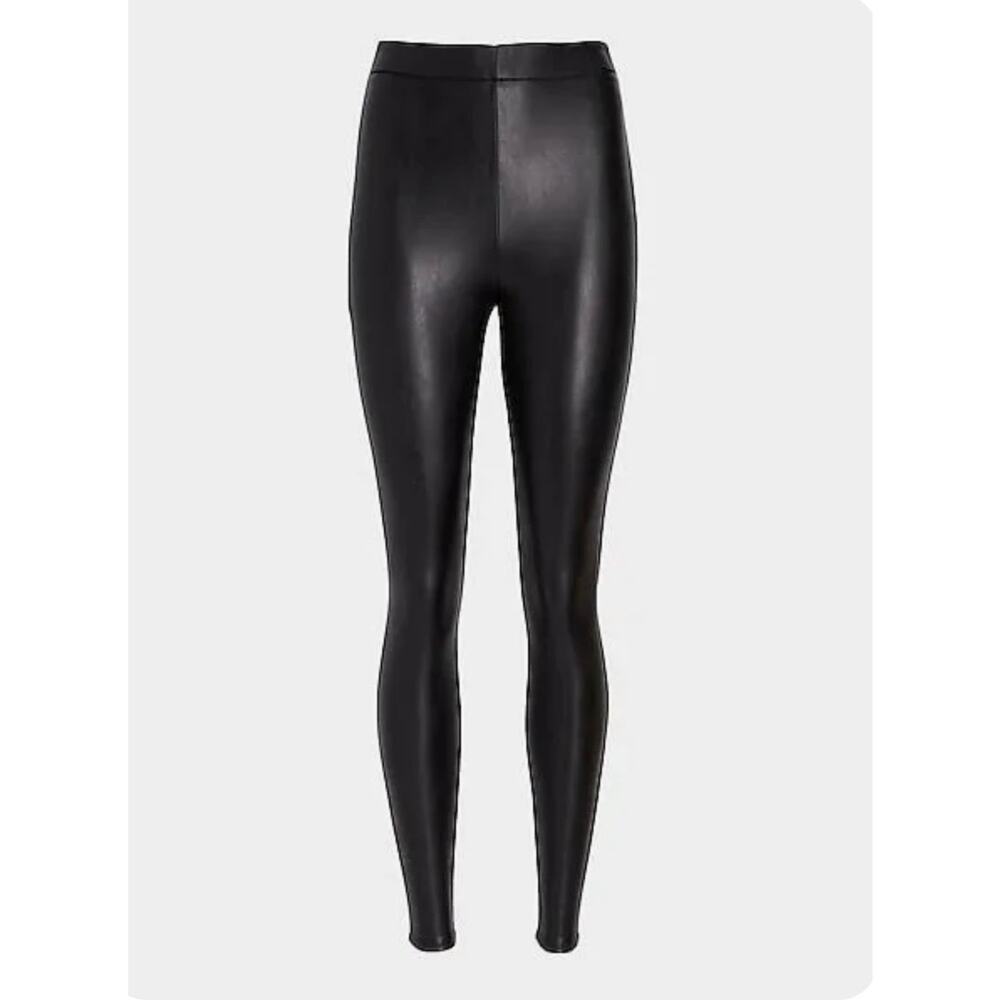 Spanx Women's Leather Faux Ready to Wow Shiny Leggings Stretch Black Size Medium